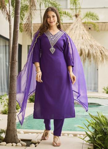 Looking These Suit in Fine Colored Pair With Bottom And Dupatta.These Top And Bottom Are Fabricated On Rayon Slub Pair With Organza Dupatta.Its Beautified With Designer Embroidery Work.