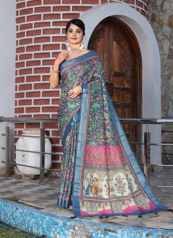 Look These Fastive Saree in Fine Colored.These Saree Are Cotton Shimmer And Blouse is Fabricated On Cotton Shimmer Pair.Its Beautified With Wevon Jari Border With Designer Printed.