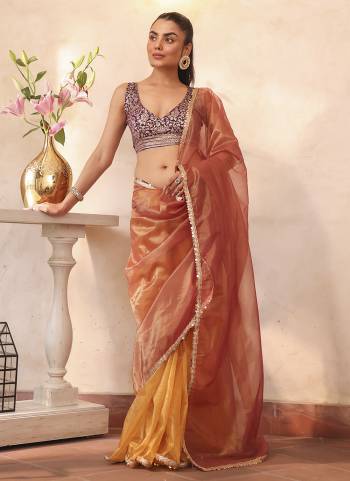 Attractive These Fancy Party Wear Saree in Fine Colored.These Saree Are Organza And Blouse is Fabricated On Art Silk Pair.Its Beautified With Solid Disigner.