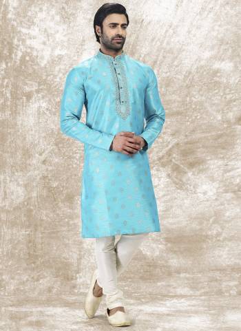 Looking These Party Wear Mans Wear Kutra Payjama wearing this fashionable. These Kurta Are Jacquard Silk And Payjama Art Silk finest Fabriced With Woven Designer With Thread Embroidery Work.