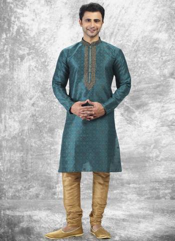 Looking These Party Wear Mans Wear Kutra Payjama wearing this fashionable. These Kurta Are Jacquard Silk And Payjama Art Silk finest Fabriced With Woven Designer With Thread Embroidery Work.