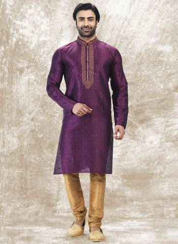Looking These Party Wear Mans Wear Kutra Payjama wearing this fashionable. These Kurta Are Jacquard Silk And Payjama Art Silk finest Fabriced With Woven Designer With Thread Embroidery Work.