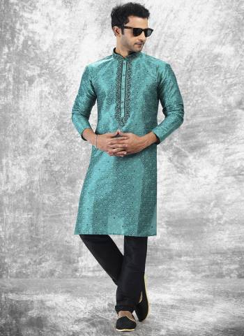 Looking These Party Wear Mans Wear Kutra Payjama wearing this fashionable. These Kurta Are Jacquard Silk And Payjama Art Silk finest Fabriced With Woven Designer With Thread Embroidery Work.