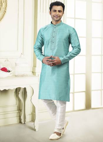 Looking These Party Wear Mans Wear Kutra Payjama wearing this fashionable. These Kurta Are Jacquard Silk And Payjama Art Silk finest Fabriced With Woven Designer With Mirror,Thread Embroidery Work.