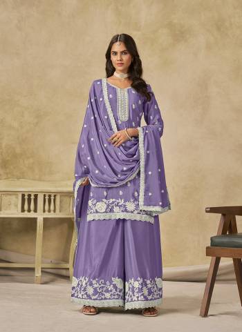 Looking These Beautiful Party Wear Fine Color Plazzo Suits.These Top Are Chinon And Dupatta Are Chinon And Bottom Chinon Fabricated.Its Beautified With Designer Embroidery Work.