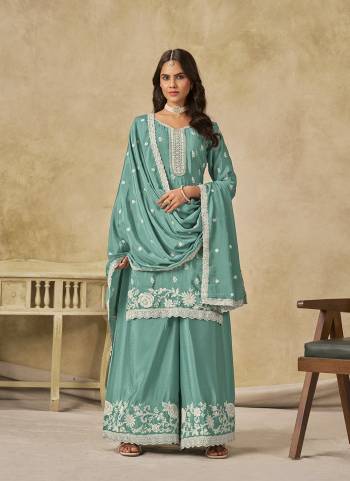 Looking These Beautiful Party Wear Fine Color Plazzo Suits.These Top Are Chinon And Dupatta Are Chinon And Bottom Chinon Fabricated.Its Beautified With Designer Embroidery Work.