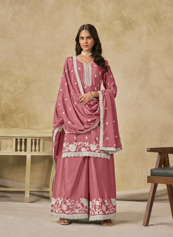 Looking These Beautiful Party Wear Fine Color Plazzo Suits.These Top Are Chinon And Dupatta Are Chinon And Bottom Chinon Fabricated.Its Beautified With Designer Embroidery Work.