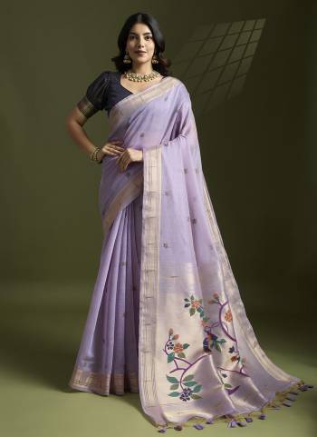 Garb These Festive Wear Saree in Fine Colored.These Saree And Blouse is Fabricated On Muga Cotton.Its Beautified With Multy Thread Weaving Paithani Designer.