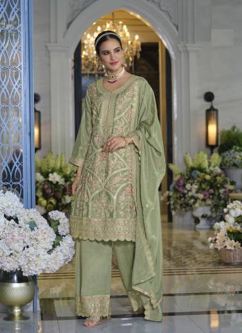 Garb These Party Wear Designer Plazzo Style Suits in Fine Colored Pair With Dupatta.These Top Are Chinon And Dupatta Are Fabricated On Chinon Pair With Chinon Bottom.Its Beautified With Heavy Designer Embroidery Work.