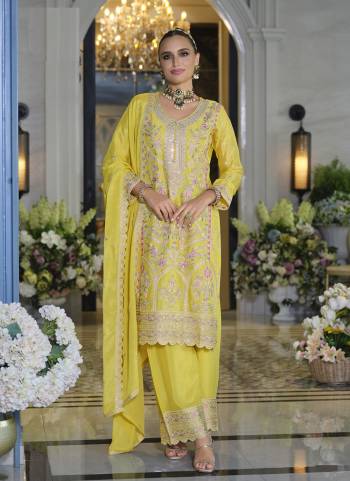 Garb These Party Wear Designer Plazzo Style Suits in Fine Colored Pair With Dupatta.These Top Are Chinon And Dupatta Are Fabricated On Chinon Pair With Chinon Bottom.Its Beautified With Heavy Designer Embroidery Work.