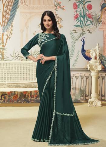 Look Attractive These Designer Party Wear Fancy Saree in Fine Colored.These Saree Are Crepe Satin Silk And Blouse Crepe Satin Silk is Fabricated.Its Beautified Fancy Jardosi Hand Work.