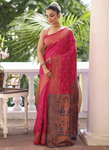 Garb These Fancy Party Wear Saree in Fine Colored.These Saree And Blouse is Fabricated On Paithani Silk Pair.Its Beautified With Woven Disigner Saree.