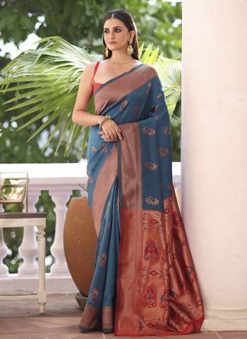 Garb These Fancy Party Wear Saree in Fine Colored.These Saree And Blouse is Fabricated On Paithani Silk Pair.Its Beautified With Woven Disigner Saree.