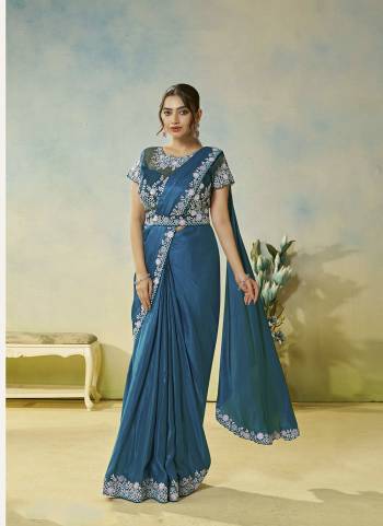 Look Attrective These Designer Party Wear Fancy Ready To Wear Saree With Blouse in Fine Colored.These Saree Are Satin Silk And Blouse Organza Tissue is Fabricated.Its Beautified Solid,Desiger Sequance Embroidery With Silver Stone Hand Work.