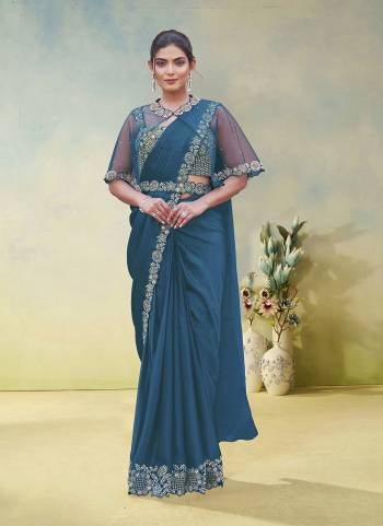 Look Attrective These Designer Party Wear Fancy Ready To Wear Saree With Blouse in Fine Colored.These Saree Are Crepe Satin Silk And Blouse Malai Satin is Fabricated.Its Beautified Solid,Desiger Dual Sequance Embroidery With Hand Work.