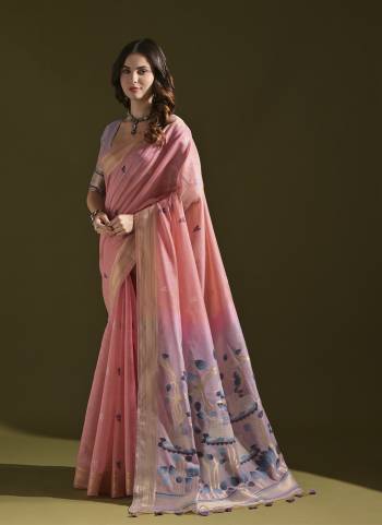 Garb These Festive Wear Saree in Fine Colored.These Saree And Blouse is Fabricated On Muga Cotton.Its Beautified With Multy Thread Weaving Pichwai Pallu Designer.