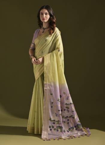 Garb These Festive Wear Saree in Fine Colored.These Saree And Blouse is Fabricated On Muga Cotton.Its Beautified With Multy Thread Weaving Pichwai Pallu Designer.