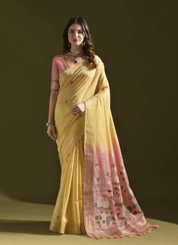 Garb These Festive Wear Saree in Fine Colored.These Saree And Blouse is Fabricated On Muga Cotton.Its Beautified With Multy Thread Weaving Pichwai Pallu Designer.