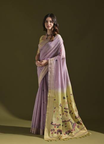 Garb These Festive Wear Saree in Fine Colored.These Saree And Blouse is Fabricated On Muga Cotton.Its Beautified With Multy Thread Weaving Pichwai Pallu Designer.
