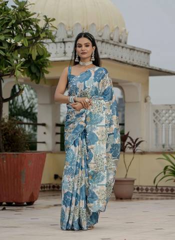 Attractive These Party Wear Ready To Wear Saree in Fine Colored.These Saree is Fabricated On Chinon Pair With Chinon Blouse.Its Beautified Designer Digital Printed With Mirror Cut Work  Border.