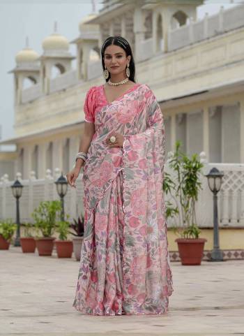 Attractive These Party Wear Ready To Wear Saree in Fine Colored.These Saree is Fabricated On Chinon Pair With Chinon Blouse.Its Beautified Designer Digital Printed With Mirror Cut Work  Border.