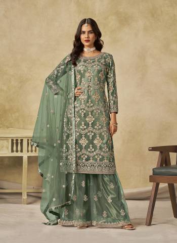 Looking These Beautiful Party Wear Fine Color Plazzo Suits.These Top Are Net And Dupatta Are Net And Bottom Net Fabricated.Its Beautified With Designer Sequance Embroidery Work.