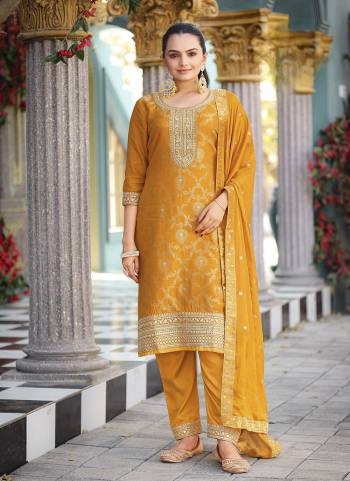 Attrective Looking These Party Wear Suit in Fine Colored Pair With Bottom And Dupatta.These Top Are Viscose Jacquard And Dupatta Are Fabricated On Chinon Pair With Santoon Bottom.Its Beautified With Woven Jacquard Designer With Embroidery Work.