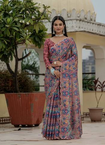 Looking These Party Wear Ready To Wear Saree in Fine Colored.These Saree is Fabricated On Chinon Pair With Chinon Blouse.Its Beautified Designer Digital Printed With Mirror Cut Work  Border.