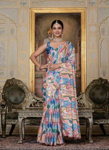 Looking These Party Wear Ready To Wear Saree in Fine Colored.These Saree is Fabricated On Chinon Pair With Chinon Blouse.Its Beautified Designer Digital Printed With Mirror Cut Work  Border.