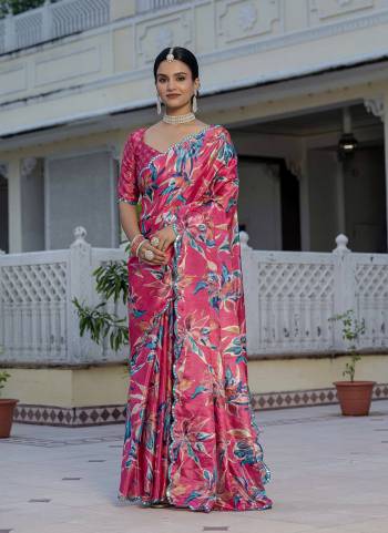 Looking These Party Wear Ready To Wear Saree in Fine Colored.These Saree is Fabricated On Chinon Pair With Chinon Blouse.Its Beautified Designer Digital Printed With Mirror Cut Work  Border.