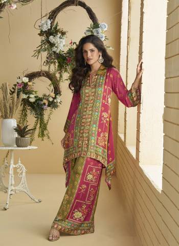 Attractive These Party Wear Free Size Stitched Co Ord Top With Plazzo in Fine Colored.These Top And Bottom Are Crepe Fabriced.Its Beautified With Printed Designer With Embroidery Work.