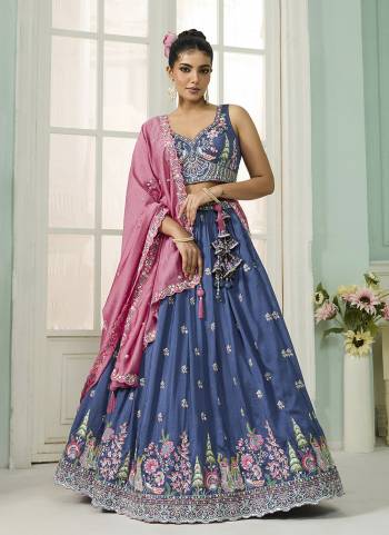 Atrractive This Party Wear Fine Color Fancy Heavy Designer Choli And Lahenga Fabriced On Vichitra Silk And Dupatta Vichitra Silk In Fabricated Beautified With Attrective Designer Heavy Sequance,Multy Thread  Embroidery Work. Buy Now.