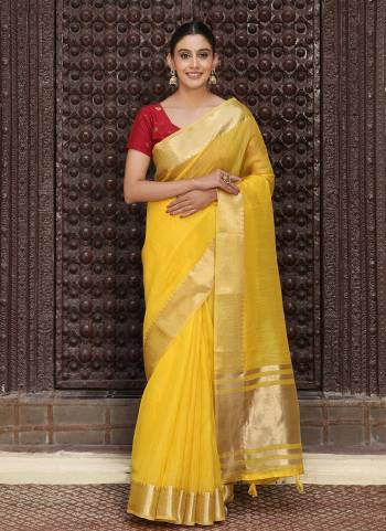 Looking These Fastive And Party Wear Saree in Fine Colored.These Saree And Blouse is Fabricated On Cotton.Its Beautified With Heavy Weaving Pallu Border Designer.
