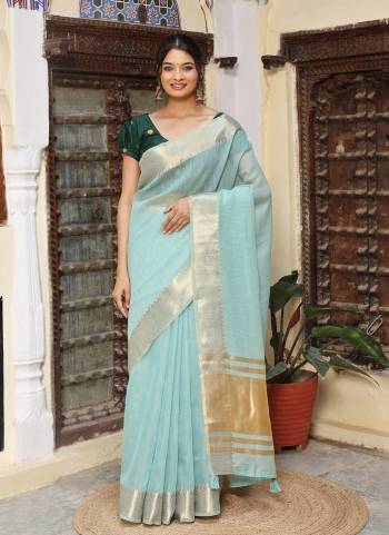 Looking These Fastive And Party Wear Saree in Fine Colored.These Saree And Blouse is Fabricated On Cotton.Its Beautified With Heavy Weaving Pallu Border Designer.