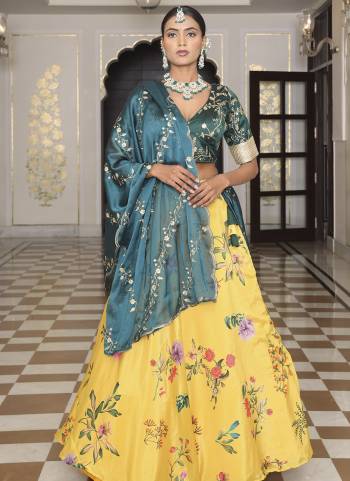 Looking These Party Wear Lehenga Choli in Fine Colored.These Lehenga Are Taffeta Silk, Choli Are Chinon And Dupatta Are Fabricated On Rangoli Silk Pair.Its Beautified With Designer Printed With Embroidery Work.