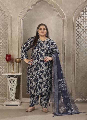 Attrective These Beautiful Looking Readymade Big Size Suits.These Top And Bottom Are Lichi Viscose And Dupatta Fabricated On Linen Jacquard.Its Beautified With Designer Printed With Hand Work.