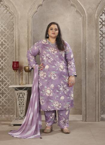 Attrective These Beautiful Looking Readymade Big Size Suits.These Top And Bottom Are Rayon And Dupatta Fabricated On Nazmeen.Its Beautified With Designer Printed With Hand Work.