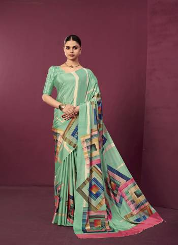 Looking These Fastive And Party Wear Saree in Fine Colored.These Saree And Blouse is Fabricated On Malai Crepe Silk.Its Beautified With Designer Digital Printed.
