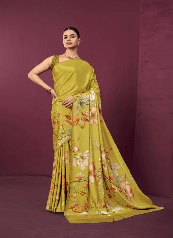 Looking These Fastive And Party Wear Saree in Fine Colored.These Saree And Blouse is Fabricated On Malai Crepe Silk.Its Beautified With Designer Digital Printed.