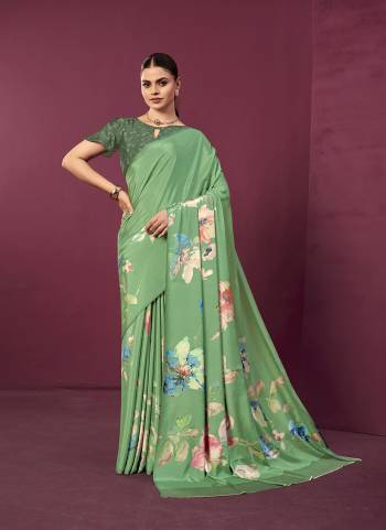 Looking These Fastive And Party Wear Saree in Fine Colored.These Saree And Blouse is Fabricated On Malai Crepe Silk.Its Beautified With Designer Digital Printed.