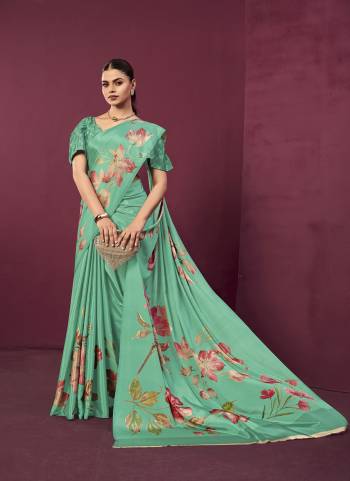 Looking These Fastive And Party Wear Saree in Fine Colored.These Saree And Blouse is Fabricated On Malai Crepe Silk.Its Beautified With Designer Digital Printed.