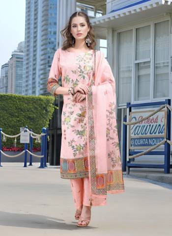 Attrective These Beautiful Looking Readymade Suits.These Top And Bottom Are Linen And Dupatta Are Tabby Chiffon Fabricated.Its Beautified  With Disigner Digital Foil Printed.