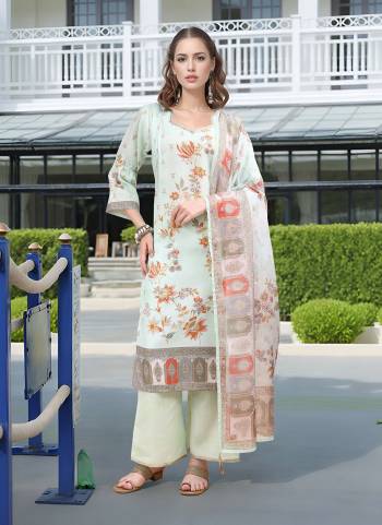 Attrective These Beautiful Looking Readymade Suits.These Top And Bottom Are Linen And Dupatta Are Tabby Chiffon Fabricated.Its Beautified  With Disigner Digital Foil Printed.