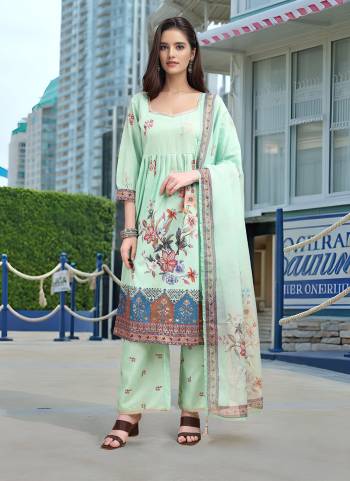 Attrective These Beautiful Looking Readymade Suits.These Top And Bottom Are Linen And Dupatta Are Tabby Chiffon Fabricated.Its Beautified  With Disigner Digital Foil Printed.