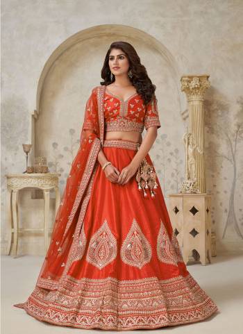 For A Designer Look,Grab These Lehenga Choli in Fine Colored.These Lehenga And Choli Are Fabricated On Silk Pair With Soft Net Dupatta.Its Beautified With Designer Embroidery,Hand Work.