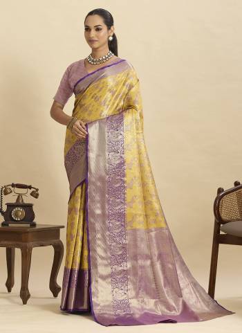 Attractive This Party Wear Saree Paired With Blouse.This Saree And Blouse Are Silk Fabric With Heavy Woven Jari Designer. Buy This Pretty Saree Now.