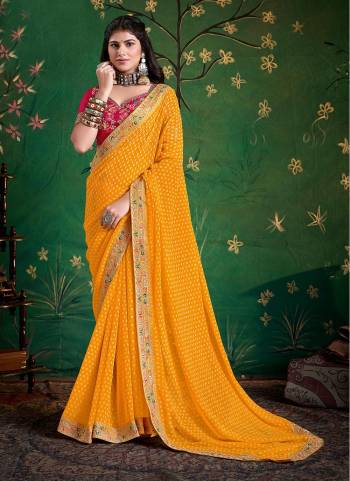 Garb These Party Wear Saree in Fine Colored.These Saree Are Georgette And Blouse is Fabricated On Georgette Pair.Its Beautified With Printed Designer With Embroidery Work Lace Border And Blouse.