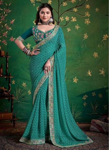 Garb These Party Wear Saree in Fine Colored.These Saree Are Georgette And Blouse is Fabricated On Georgette Pair.Its Beautified With Printed Designer With Embroidery Work Lace Border And Blouse.