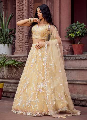 Attrective Looking This Party Wear Fine Color Fancy Heavy Designer Choli And Lahenga Fabriced On Net And Dupatta Net In Fabricated Beautified With Attrective Designer Heavy Sequance, Thread Embroidery Work. Buy Now.