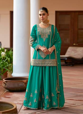 Looking These Designer Plazzo Suit in Fine Colored Pair With Bottom And Dupatta.These Top And Bottom Are Fabricated On Chinon Pair With Chinon Dupatta.Its Beautified With Designer Heavy Embroidery Work.